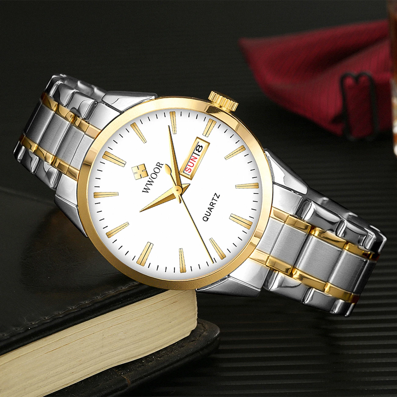 

WWOOR Top Brand Luxury Mens Watches Classic Casual Waterproof Date Clock Stainless Steel Men's Business Quartz Wrist Watch reloj