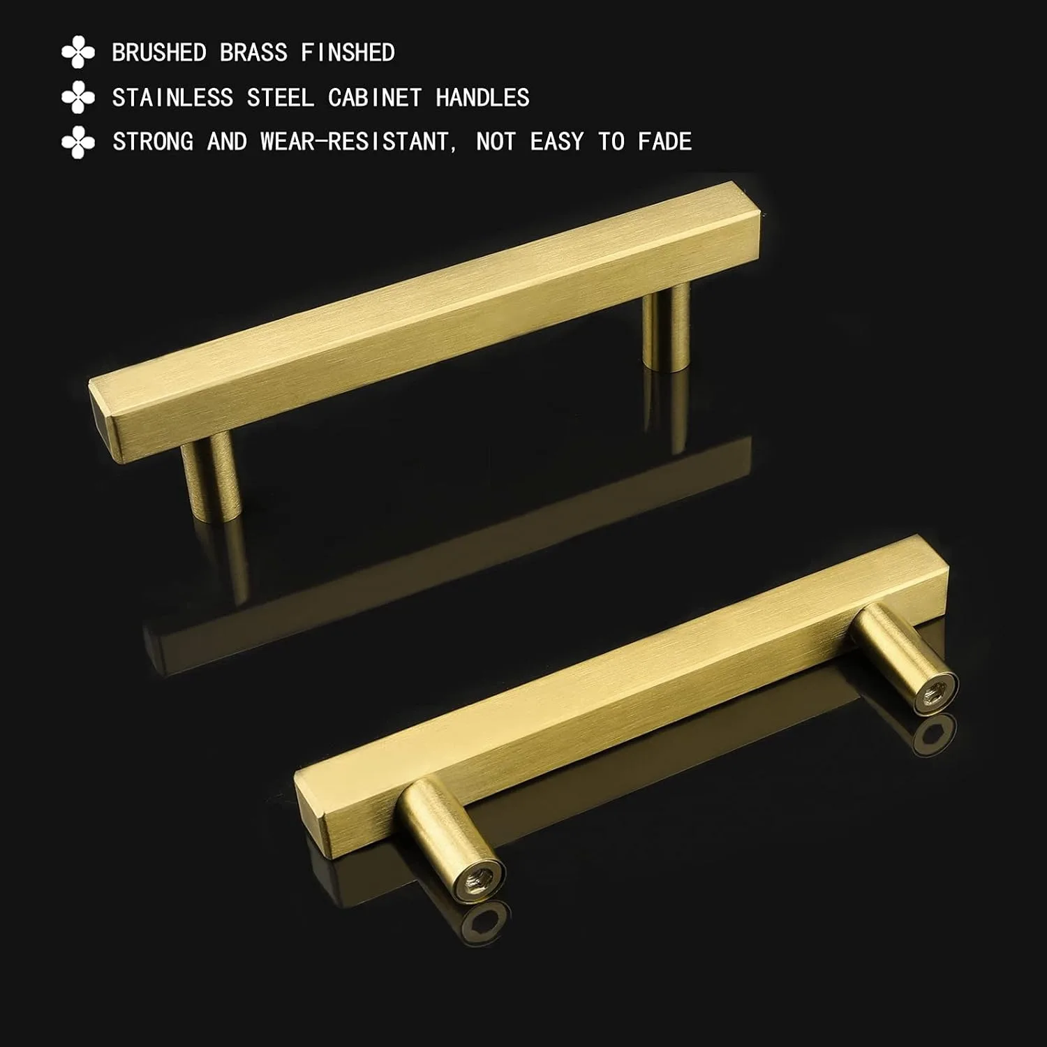 1 Pack Gold Cabinet Handles with screws Brushed Brass Cabinet Pulls T Bar Drawer Pulls for Kitchen Cupboard & Drawer Hardware