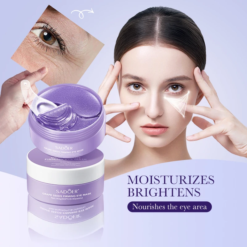 

SADOER 30pairs Grape Seed Firming Repair Eye Mask nourishing moisturizing ,lifting Fading fine lines hydrating eye mask