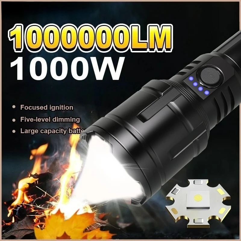 

Мощный фонарик с пламенным зажиганием Type-C, перезаряжаемый фонарь, уличный зум, фонарь из алюминиевого сплава для кемпинга, пешего туризма, экстренной помощи