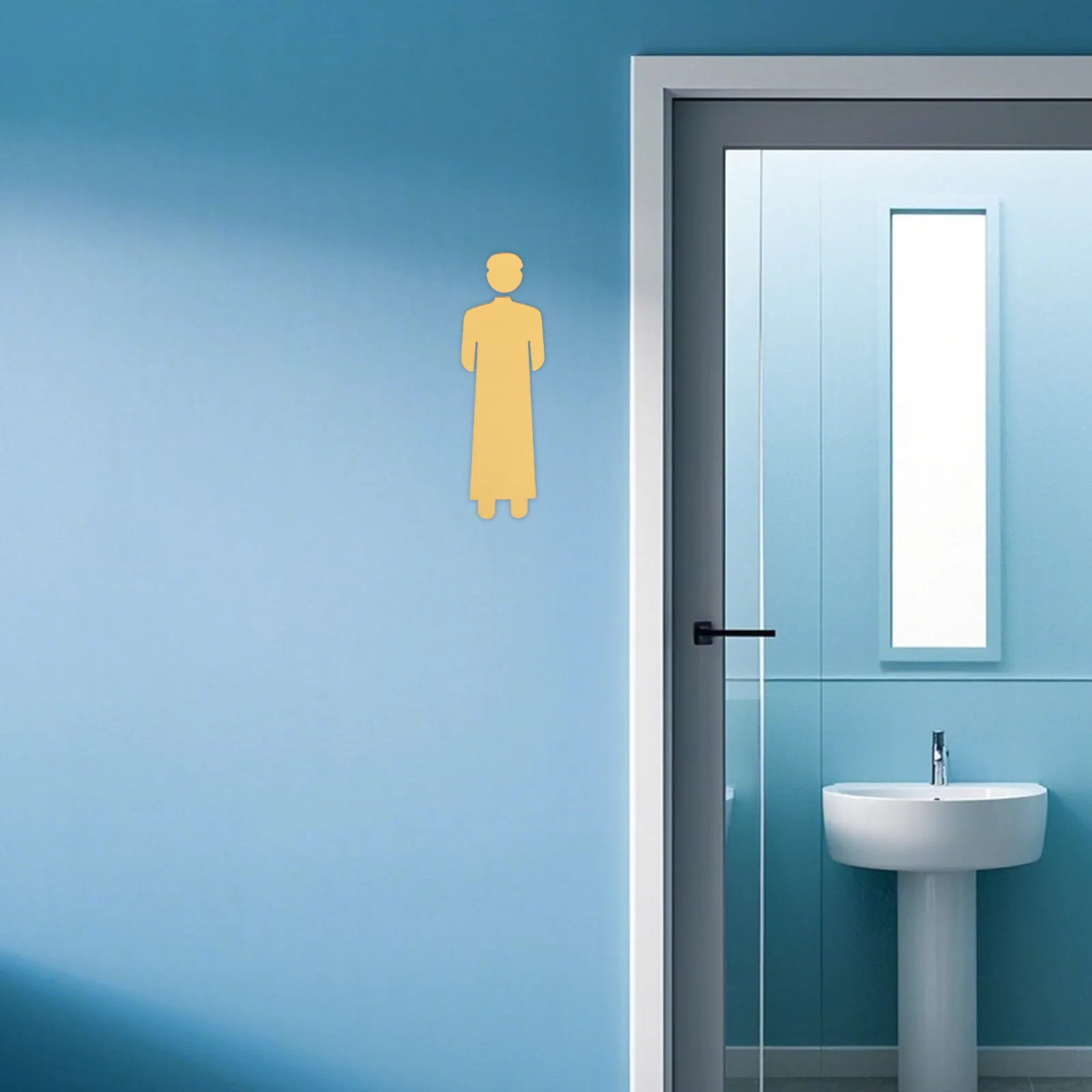 2Set Elegant Gold Acrylic Restroom Identification Sign with Female Prayer Silhouettes for Bathroom Door Wall