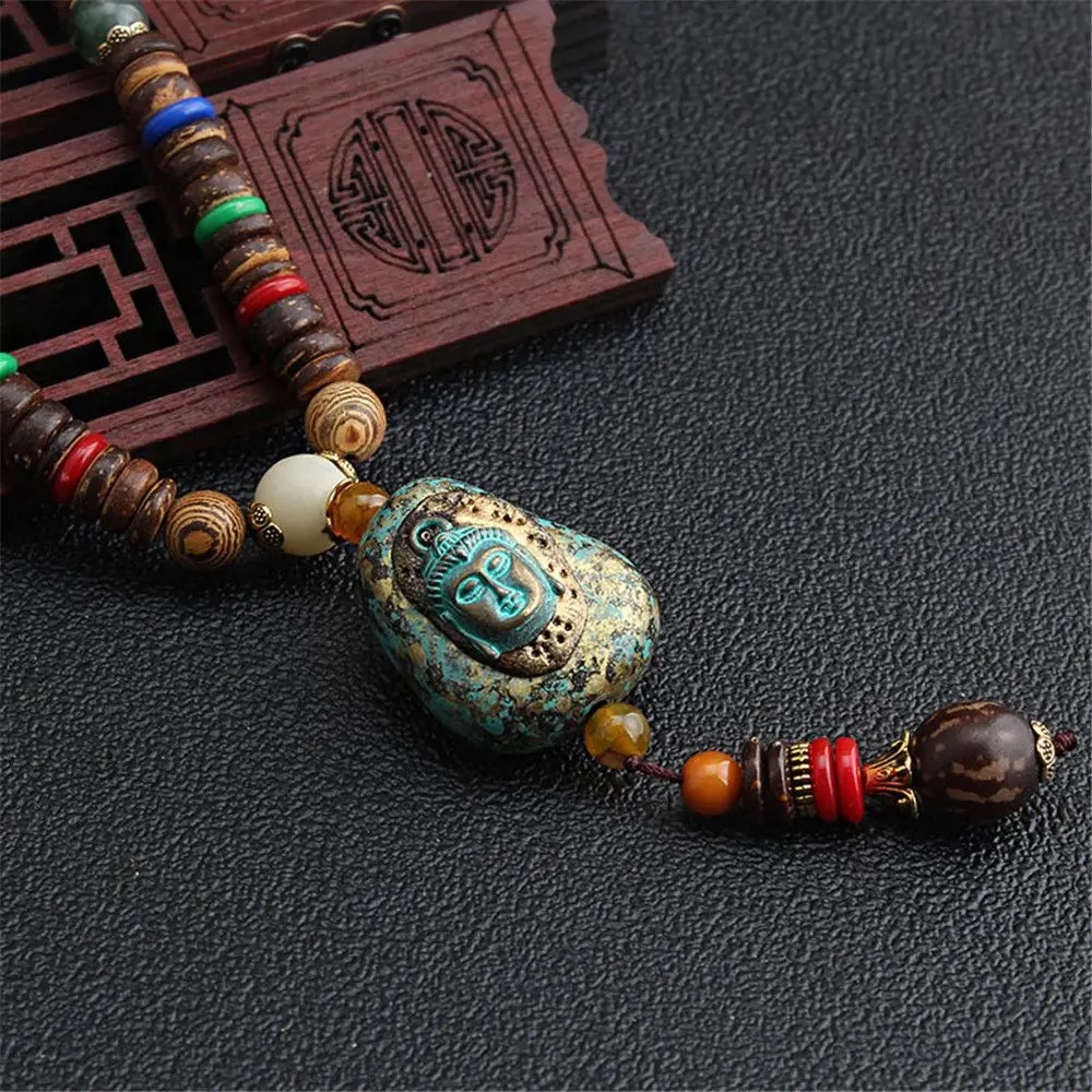 Boho Wooden Beaded Necklace Long Sweater Dress Handmade Pendant Chain Tassel Fashion Bohemian Necklace Jewelry Women