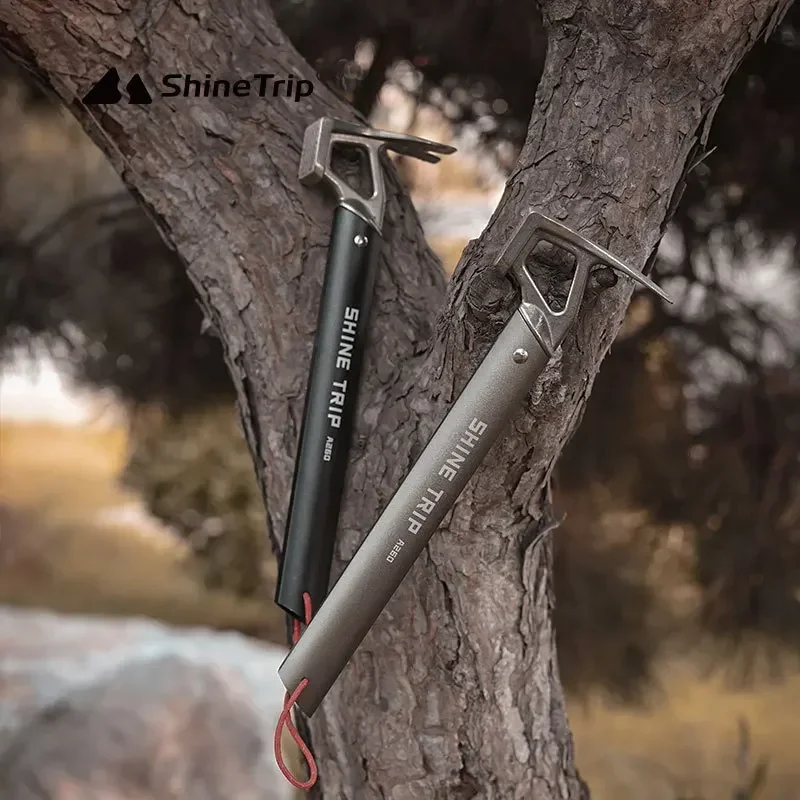 ShineTrip-martillos para acampar, martillos de acero inoxidable, herramientas multifuncionales para exteriores, punta de tierra de aluminio ultraligera portátil