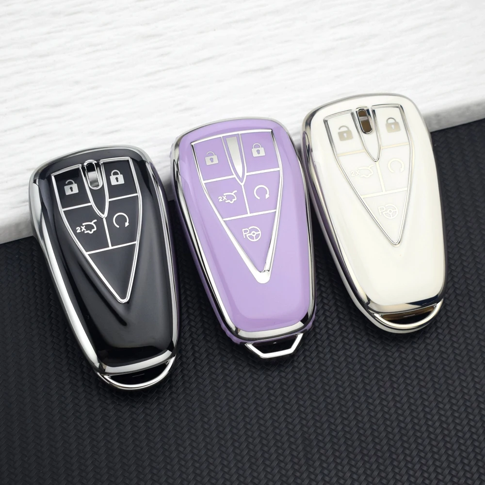 Funda Protectora Anti-Rayones para Llave de Coche Changan CS75 PLUS, CS55 PLUS, CS35 PLUS, UNIT, UNIK, Oshan X7, X5, TPU, 3/4/5 Botones, con Llavero