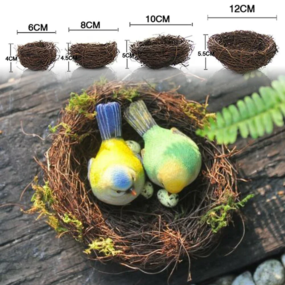 Nature Bird Nest Rattan Birds Nest Handmade Craft Vine Simulation Bird Nest Egg Decor Props Home Garden Window Decoration