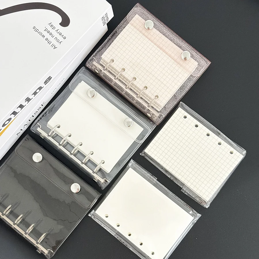 SKYSONIC Neu eingetroffene Einband- und Nachfüllbeutel der M5-Serie, Binder schwarz/rosa/klares Etui, 45-Blatt-Kunstpapiere – Detail 4
