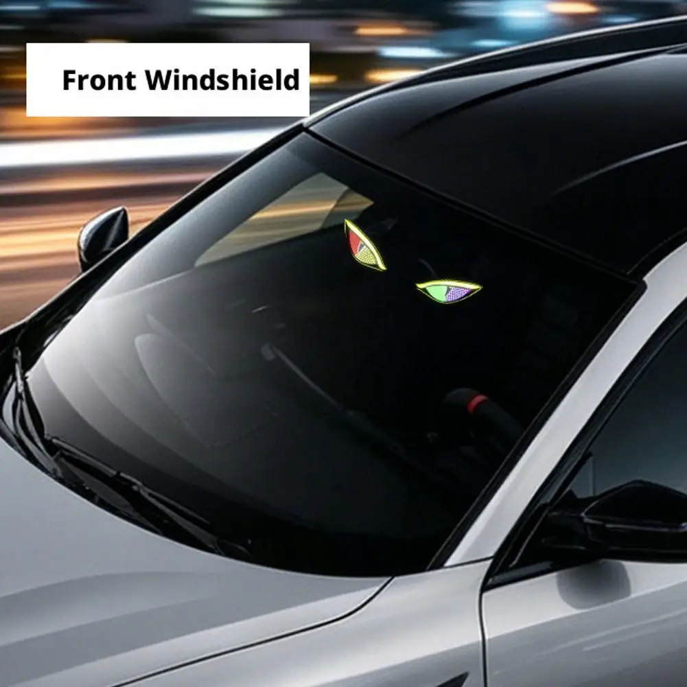 Coole DEMON EYE Ambientebeleuchtung Solar Teufelsauge Leuchtschild für Windschutzscheibe Atmende Neonlichter Auto-Dekoration – Detail 13