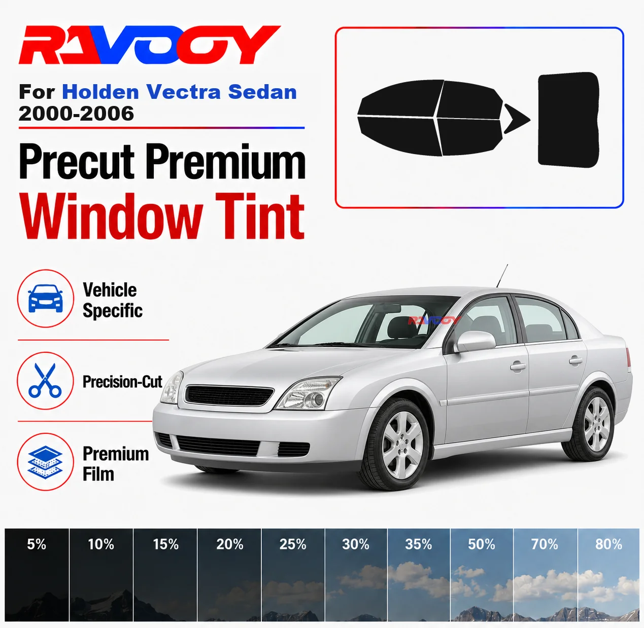 Premium Precut Window Tint Kit Front Rear Windows Rear Windshield For Holden Vectra Sedan 2000-2006 Car Solar Nano Ceramic Film