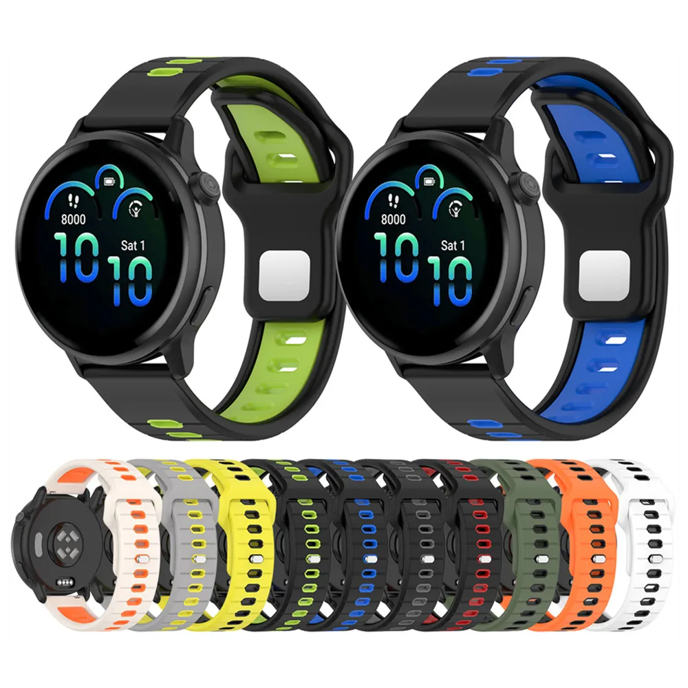 20MM 22MM Silicone Strap For Garmin Vivoactive 6 5 / Venu 3 2 Horizontal Stripe Reversing Double Color Watch band Breathable Wri