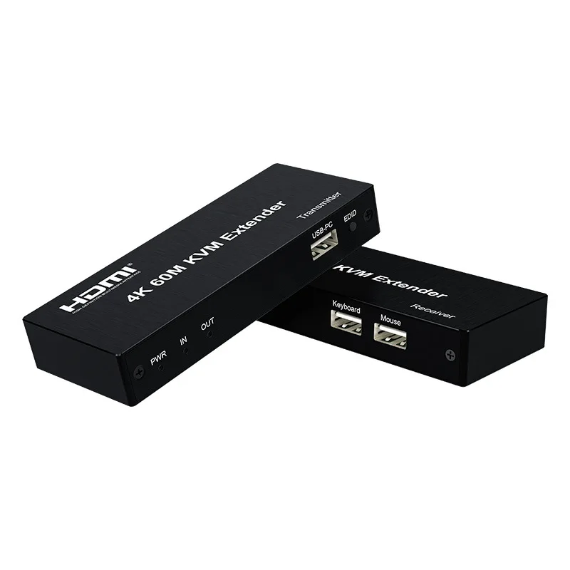 1080P 4K HDMI KVM Extender 60M over RJ45 Ethernet Cat6e/6 cable 4K HDMI USB Extender Transmitter Receiver kit mouse keyboard
