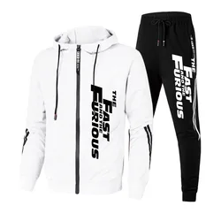 High Quality Mens Zipper Jacket+Slim Fit Pants Set Printing Jogging Hooded Sweatshirts Autumn Casual Luxury Tracksuit Clothing