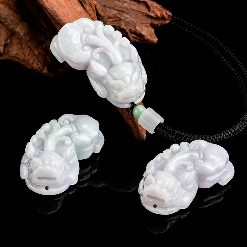 Natural Myanmar A-grade Jade Light Purple Ruyi Pixiu Ice Jadeite Pendant Attracting Wealth Men Charms Women's Jewelry Wholesale