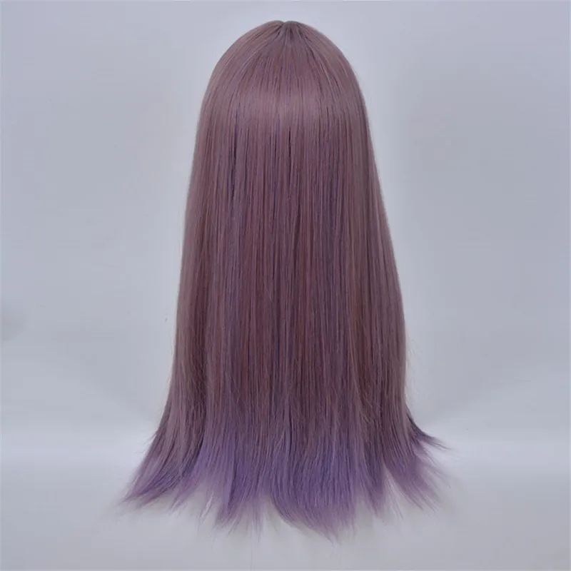 باروكة لوليتا أرجوانية طويلة مستقيمة مقاومة للحرارة مع فرقعة صناعية للنساء للاستخدام اليومي للحفلات التنكرية