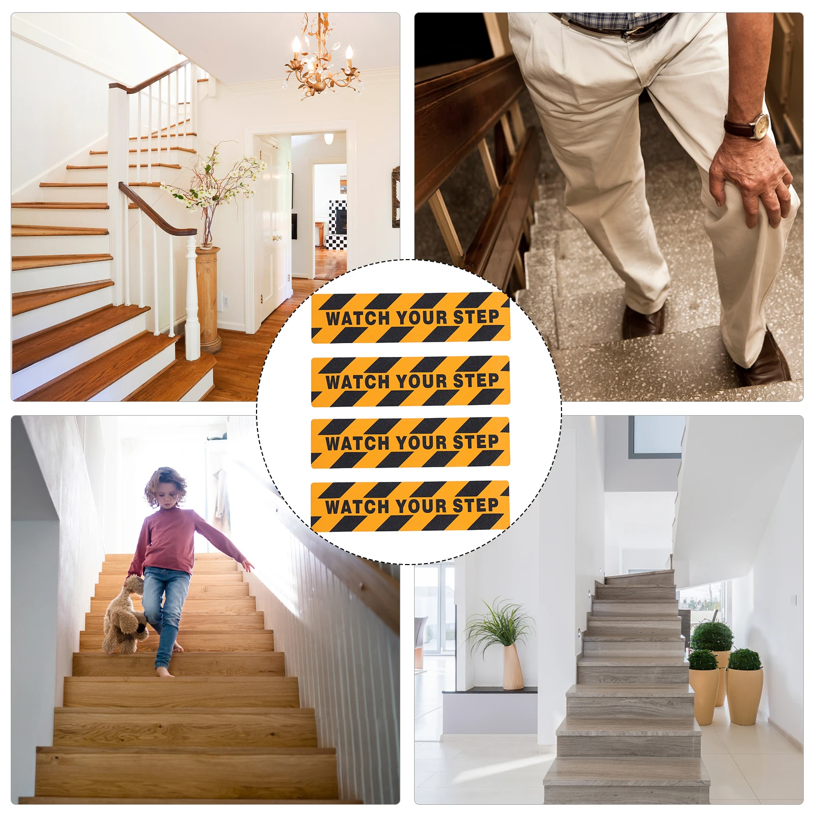 

2pcs Anti-Slip Warning Tapes Wear Resistant Pet Safety Stair Tape For Factory Wet Floor Watch Your Step Decals Non-Slip Adhesive