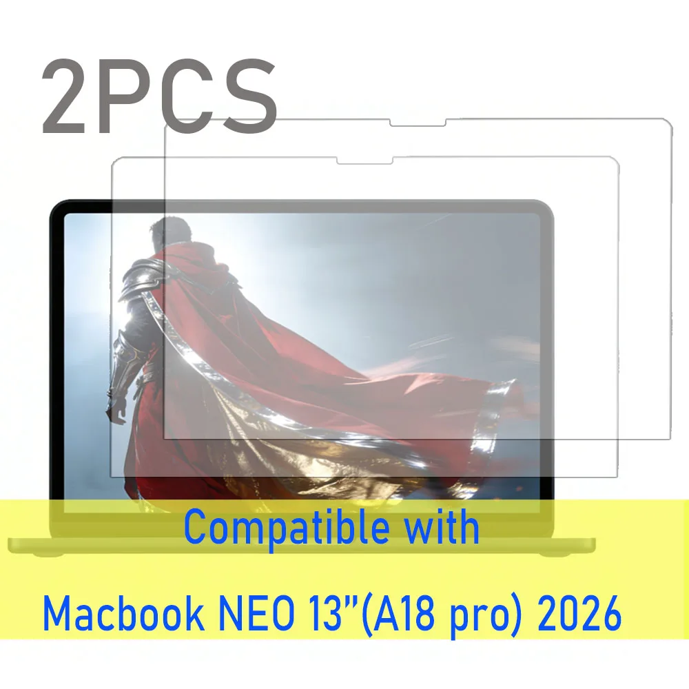 2PCS Screen Protector for Macbook NEO 13'' (A18 Pro) 2026 Version Notebook Protective Film Tempered Glass 9H Anti-Dust