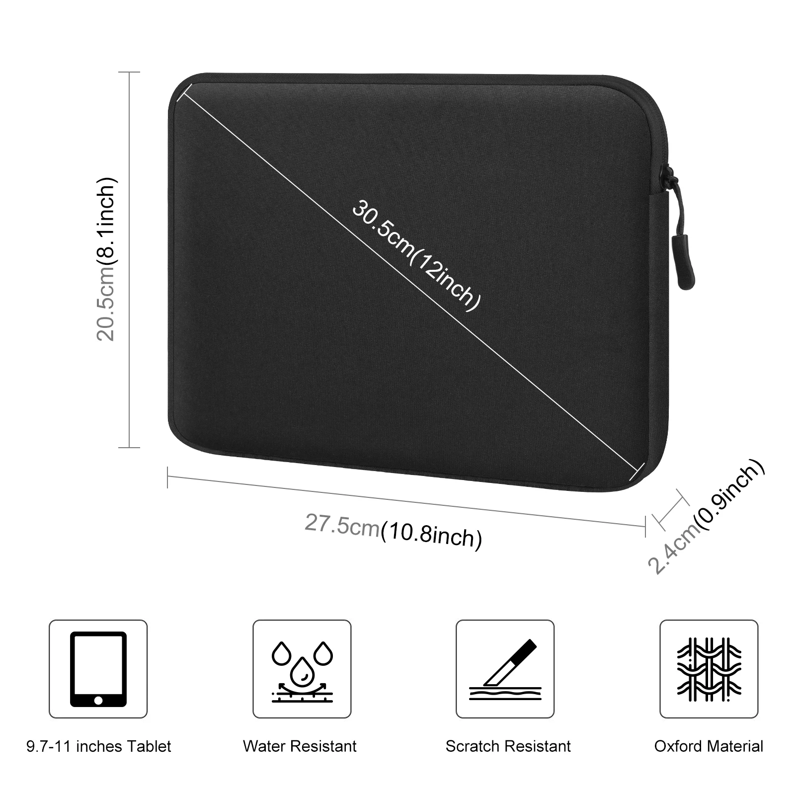 HAWEEL 11 inch Tablet Sleeve Case Zipper Briefcase Bag for 9.7-11.0 inch Tablets Bag