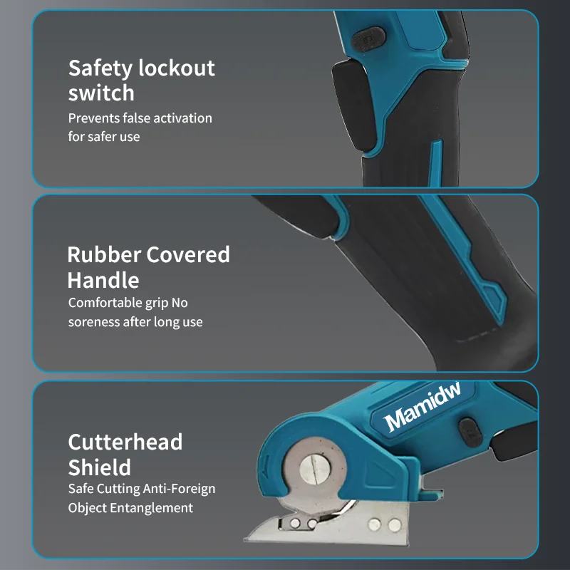 Mamidw CP100D Akku-Teppichschere, multifunktionale Gartenschere, rundes Messer, Schneidtuch, Schere, Elektrowerkzeug für Makita-Akku