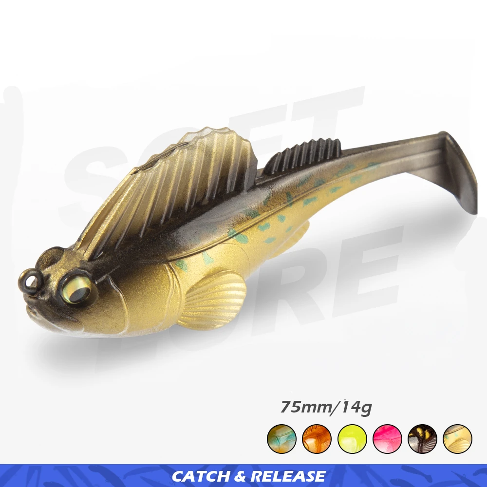 2Pcs 75mm 14g Coated Soft Jig Swimbaits All Water Artificial Fishing Bait Tackle Fit Trout Pike Bass Shad Perch Predator Fish