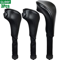 3Pcs/Set Golf Headcovers Black PU Leather Style 1 3 5 Driver and Fairway Head Covers Fits Drivers Classic Look