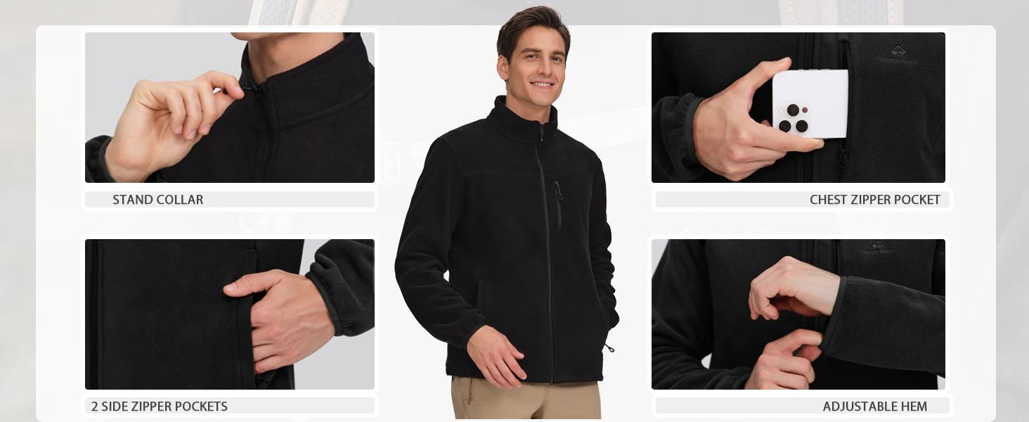 mens fleece jacket with chest pocket