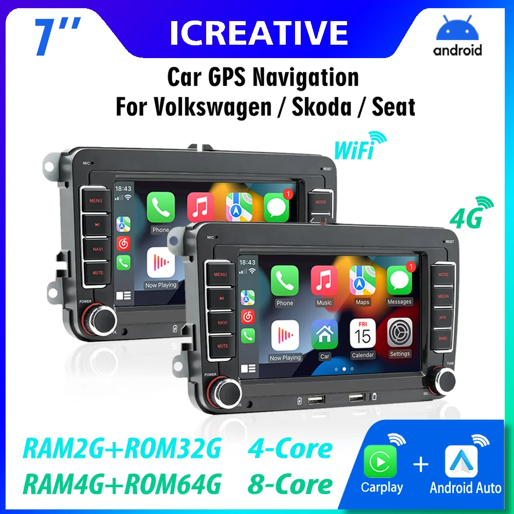 Autoradio 4G Android pour Volkswagen Golf Polo Jetta Passat B6 B7 CC VW Skoda Seat multimédia stéréo