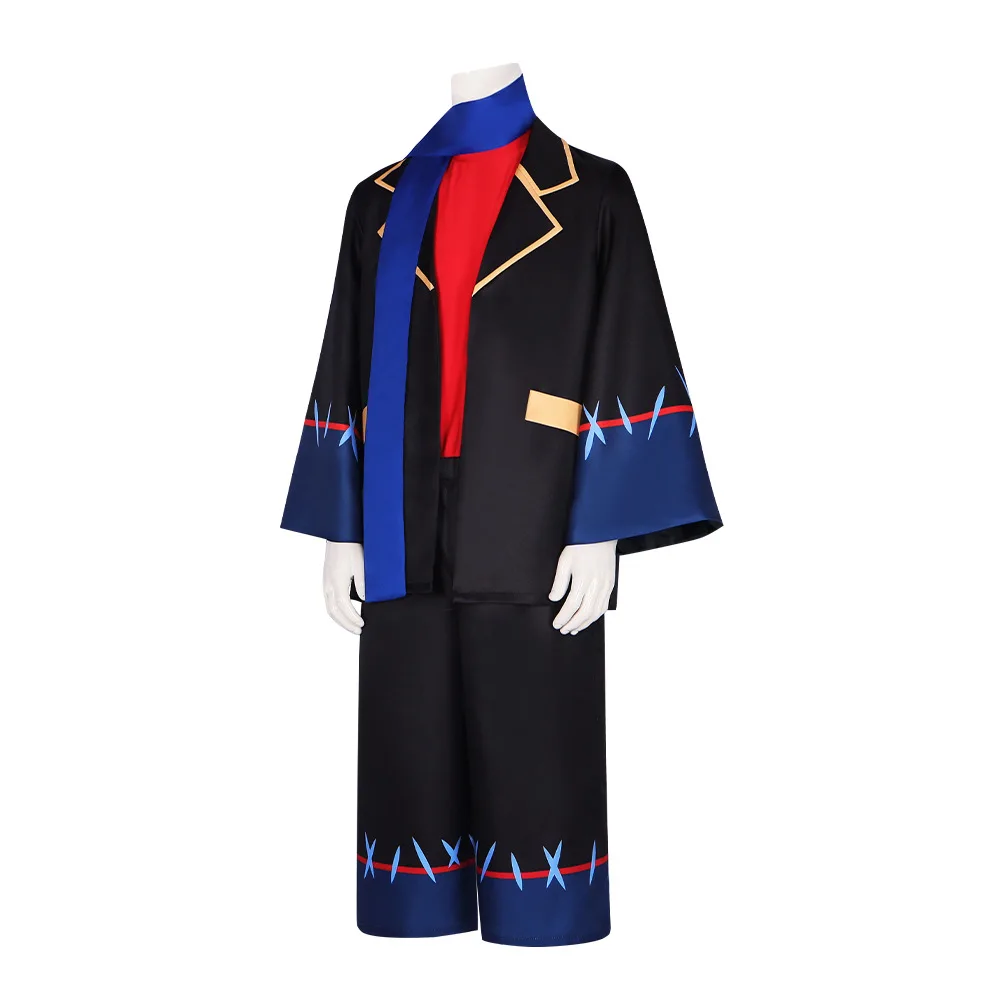 Anime Game Undertale Error Sans Cosplay Costume for Adult Black Uniform Jacket Pants with Royal Blue Scarft Halloween Suit