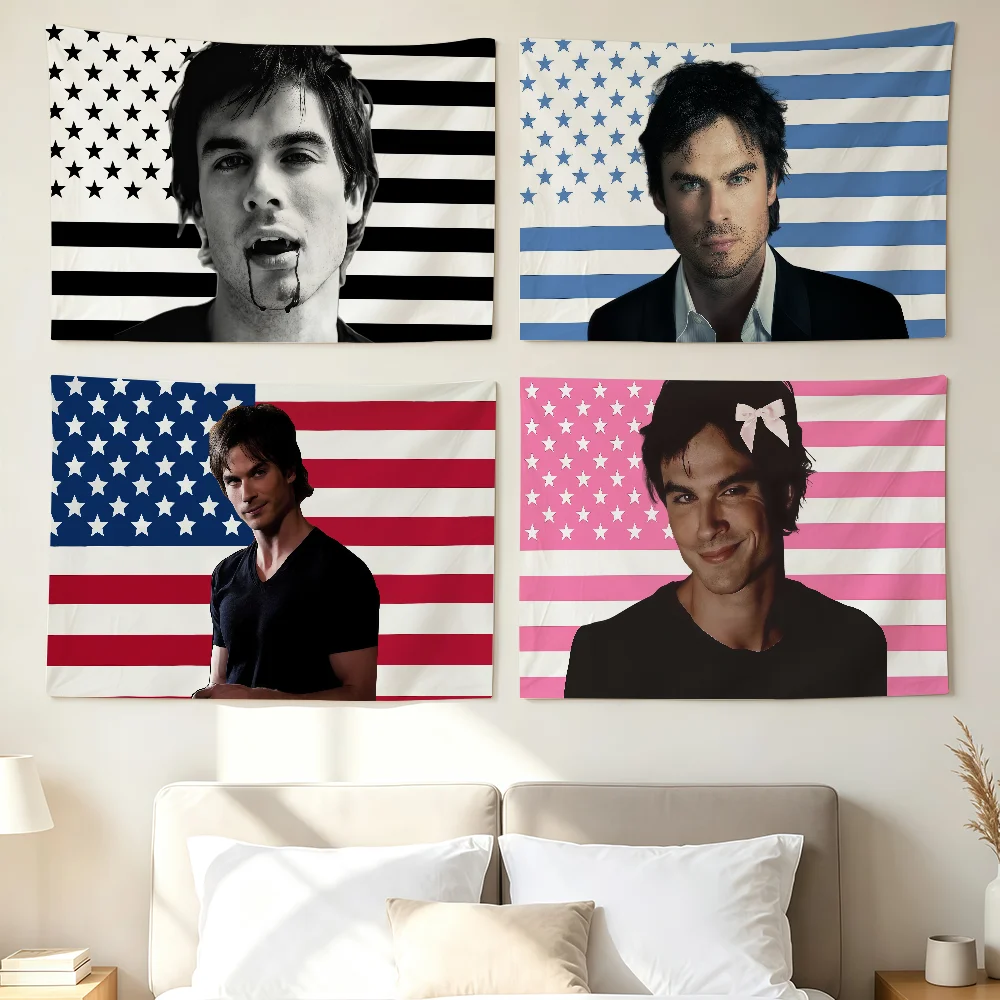 TV  V-vampire D-diaries Damon Salvatore Flag Wall Decorations Home Decor Suitable For Living Rooms Bedrooms Dormitories Parties