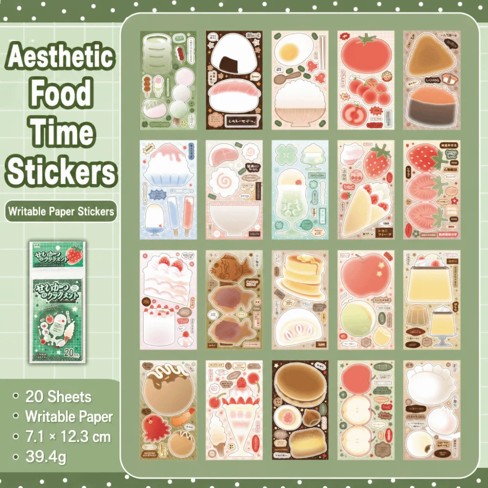 Writable Note Paper Sticker Book Daily Food Design Japanese Style Blank Label Decals Decorative DIY Food Label Stickers