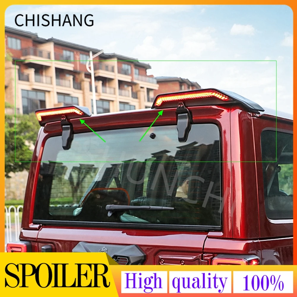 

Tailplane Spoiler Wing ABS Fit For Jeep Wrangler JK 2007-2017 JL 2018-2020 with Turn Signal and Brake Light Tail wing with light