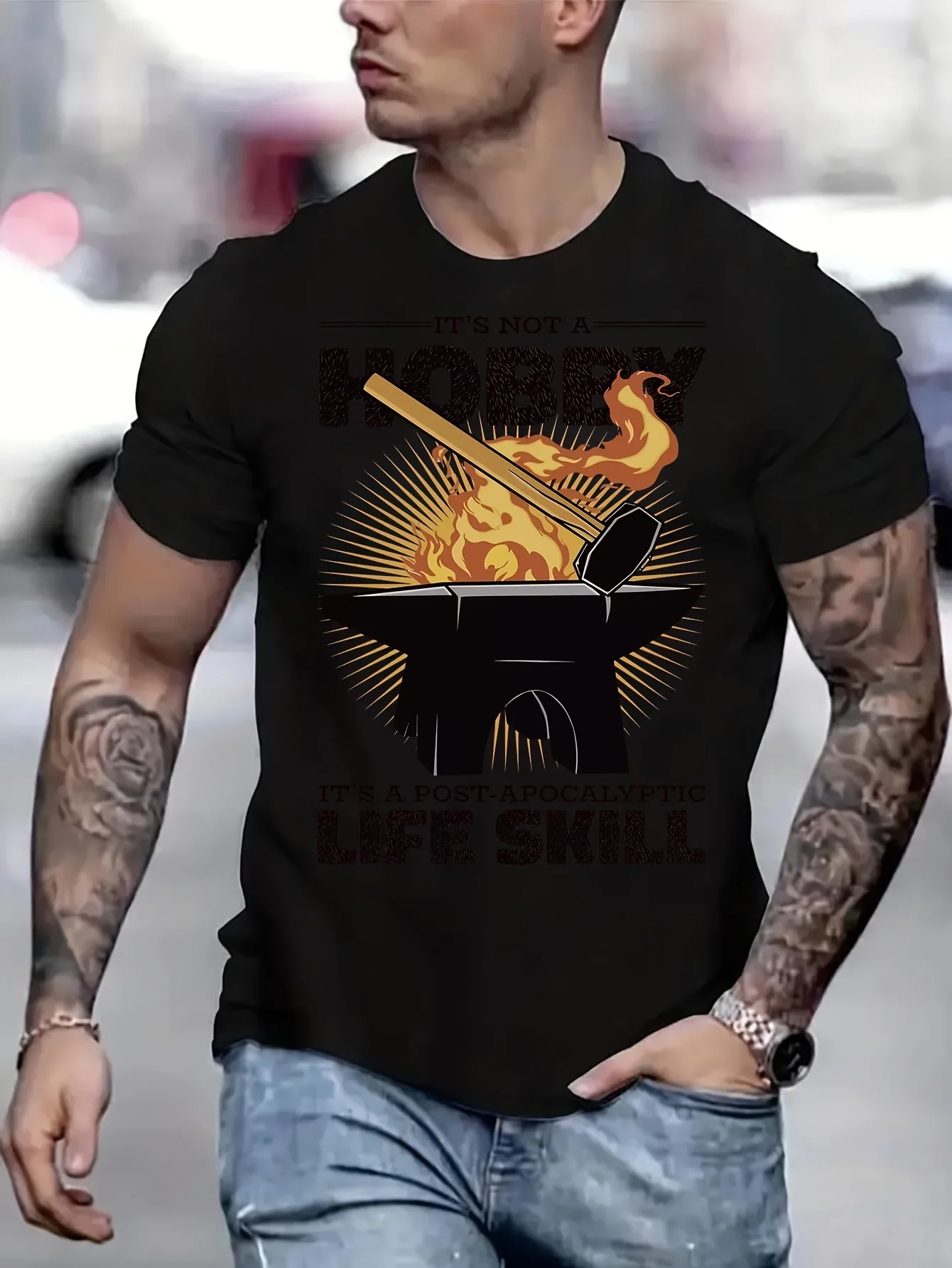 

Мужская футболка Blacksmith Life Post Apocalyptic Skill, оригинальные подарки, забавная футболка для мужчин, мужская одежда Totoro B5023550