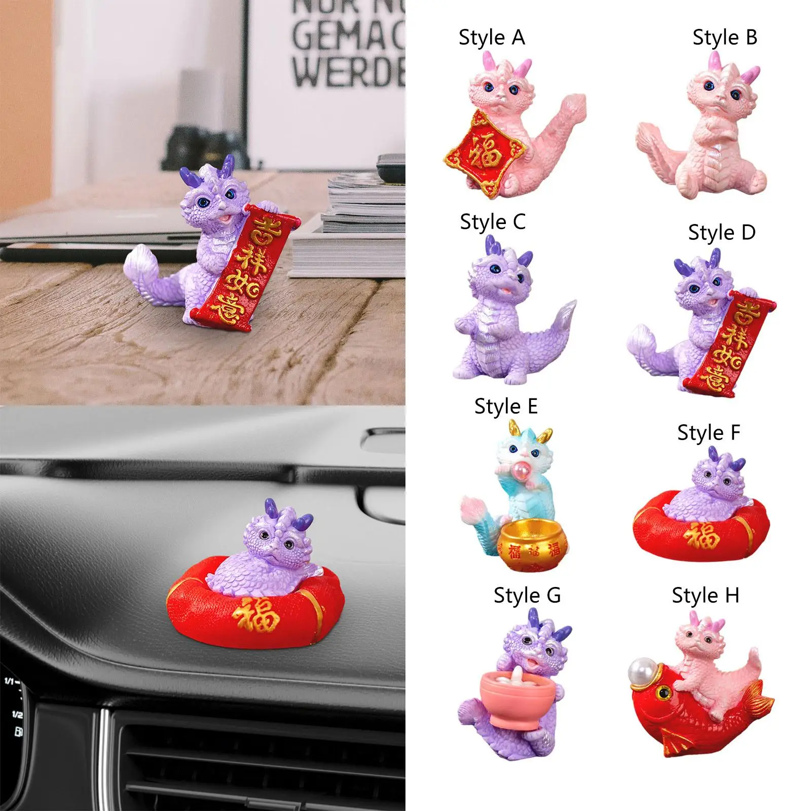 Chinese New Year Dragon Statue Ornament Table Centerpiece Chinese Animals Statue for Shelf Entryway Living Room Home Desktop