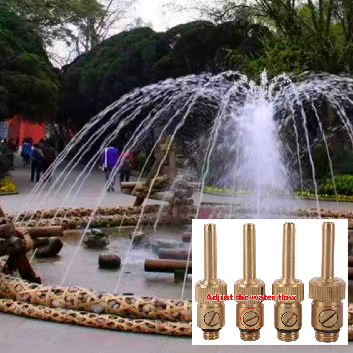 

Adjustable Copper Water Curtain Fountain Nozzle with Valve M10 M12 M13 M14 Male Thread Water Line Park Landscape Sprinkler Head