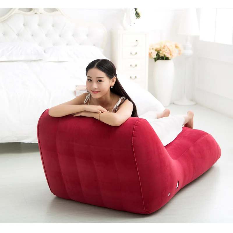 Oversized Inflatable Sofa Bed Flocking S Shape Lounge Chair for Lazy Relaxation