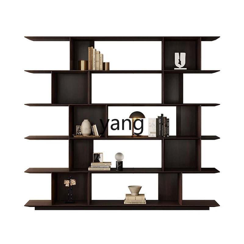 

Yjq Office Smoke Wooden Bookcase Special-Shaped Grid Cabinet Minimalist Bookshelf Floor Wall Storage Display Cabinet