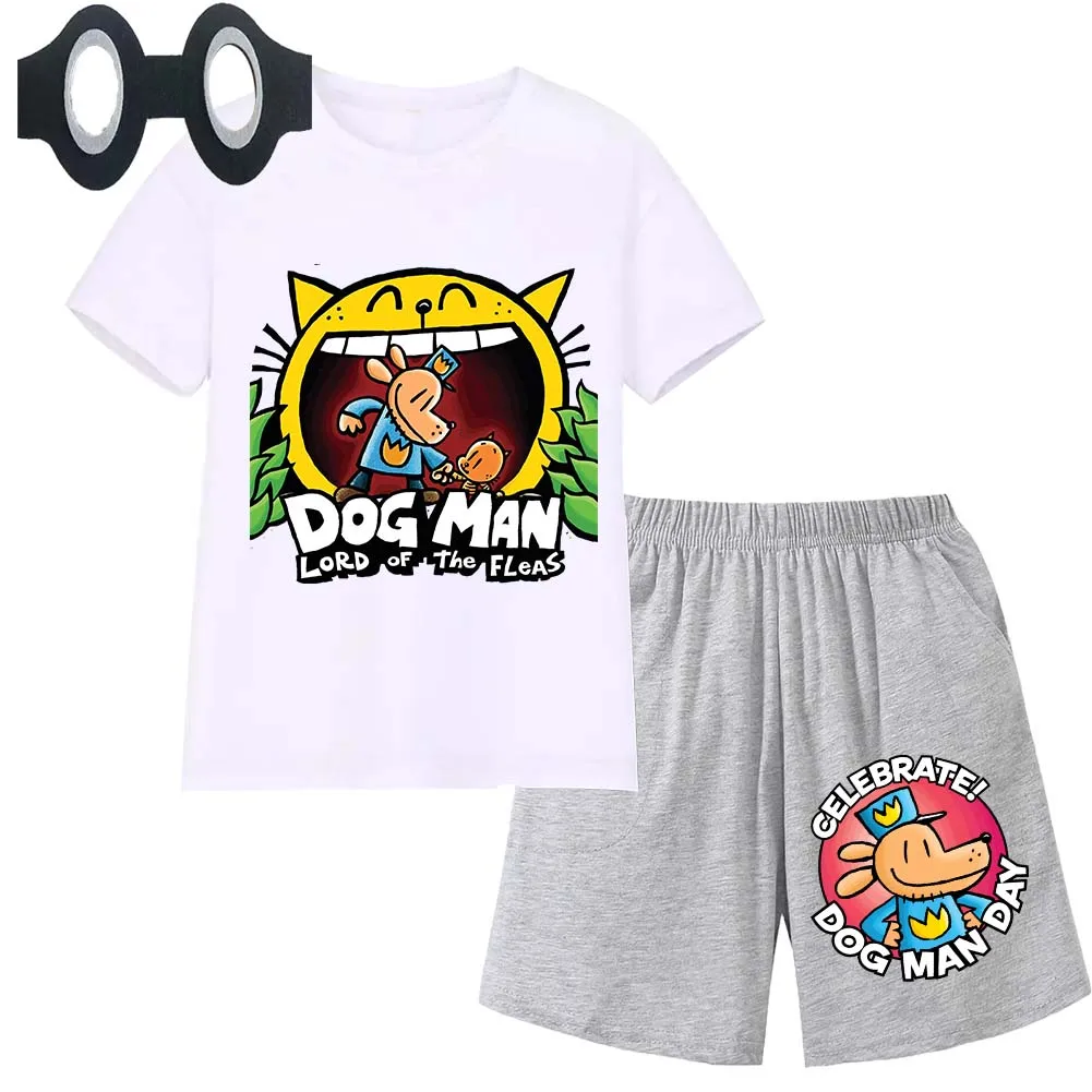 Hot Sale Cartoon Kids TShirt Shorts Mask 3PCS Captain Underpants DogMan Baby Boys Girls Clothe Summer Children Cotton T-Shirt