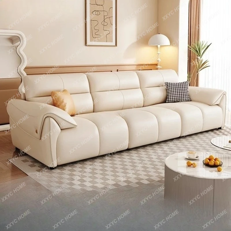 

Modern simple living room size apartment cream style piano keys straight row sofa