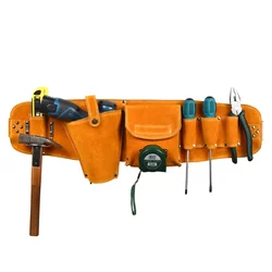 Cowhide Waist Tool Bag Multifuctional Waist Belt Tool Bag for Power Drill Electric Screwdriver Storage Tool Bag
