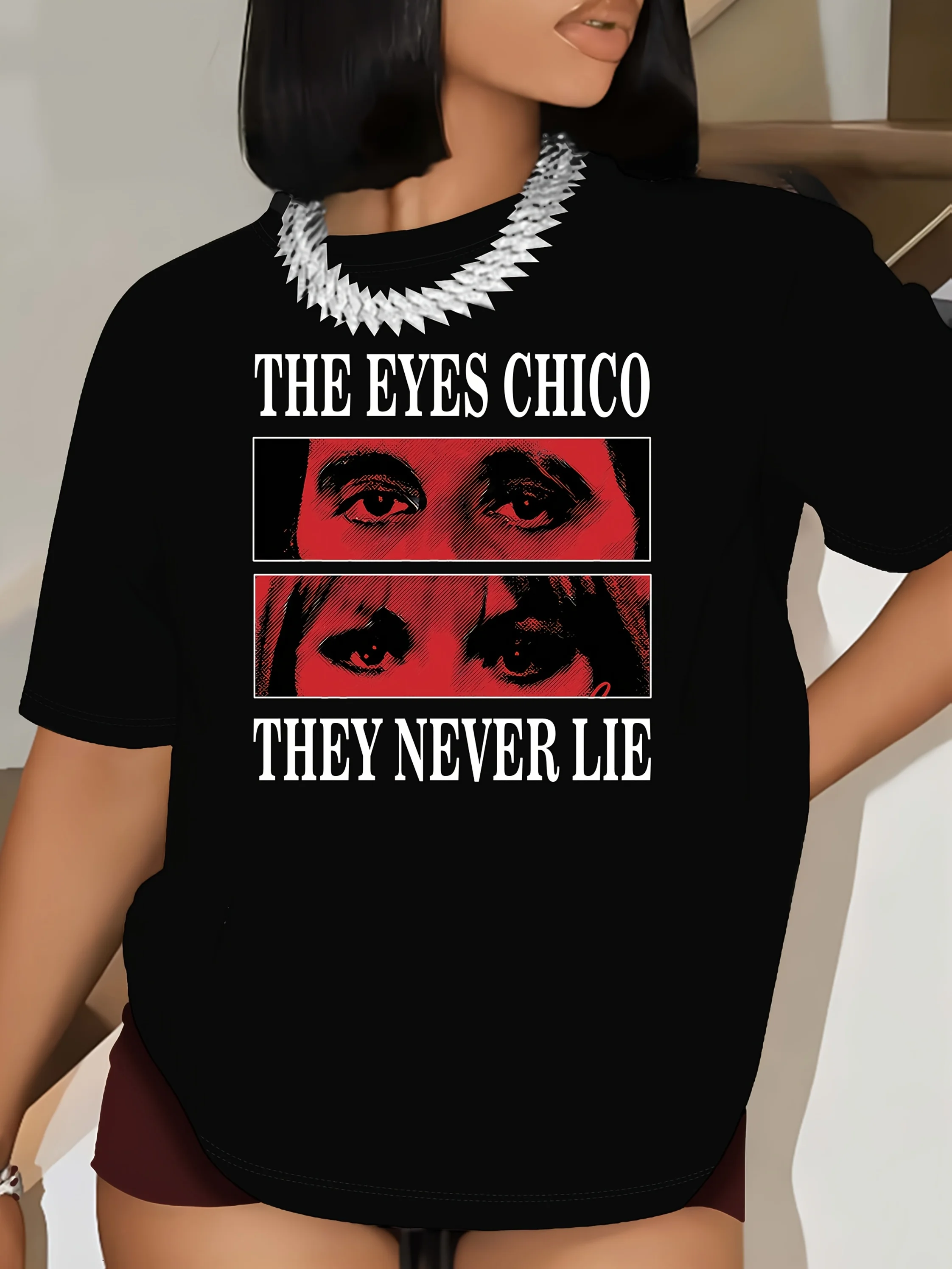 

Eyes Don't Lie Graphic Printing Summer Autumn Winter Cotton Men's and Women's T-Shirts Short Sleeves Luxury Outdoor Sports Brand