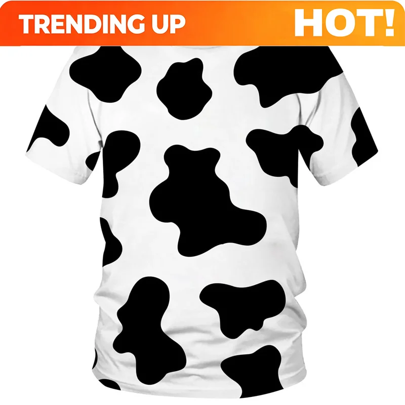 Customization Cow Pattern T Shirt For Men Colorful Cartoon 3D Printed T-Shirts Summer Casual Kids Street Loose Tops O-Neck Short
