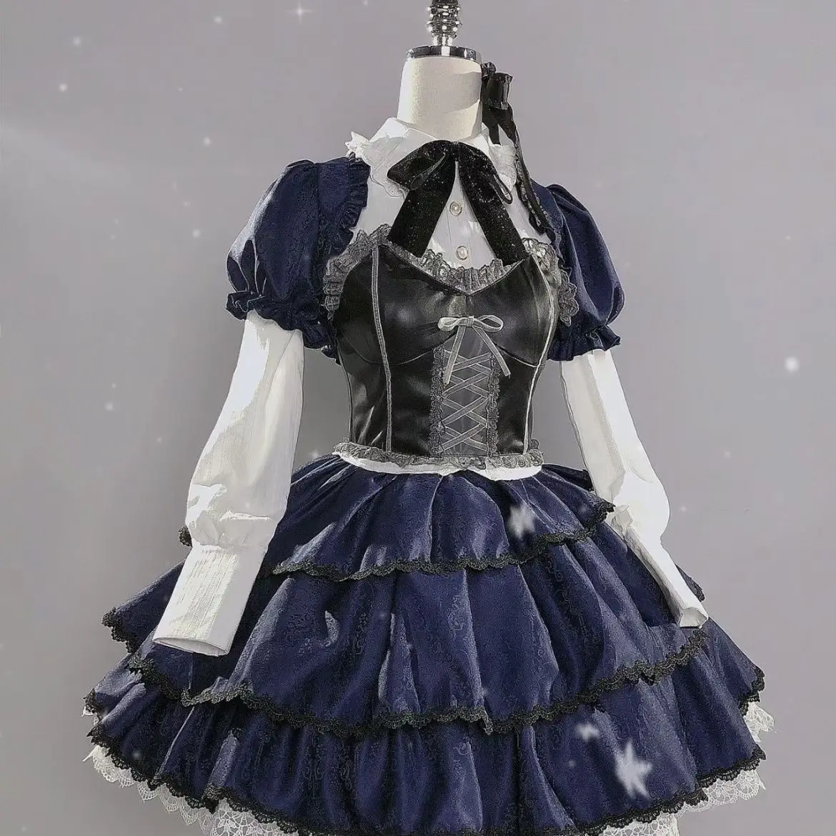 2025 Japanese Vintage Lolita Dress Women Gothic Y2k Long Sleeve Mini Dresses Harajuku Bow Sweet Cute Slim Skirt Autumn New Chic