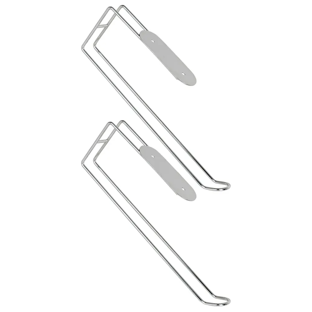 

2pcs Kitchen Paper Holder Stainless Steel Wall Mount Cabinet Towel Rack Multi-functional Bathroom Home Use Paper Plate