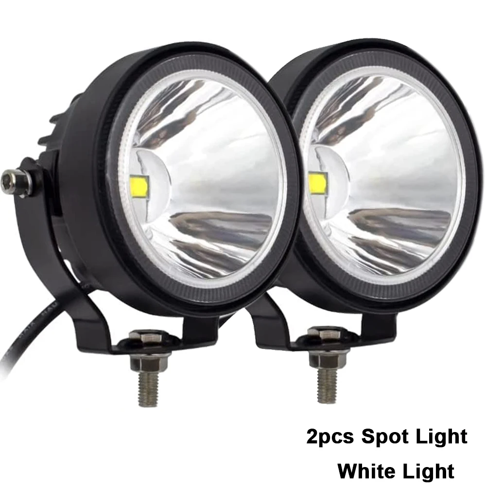 NLpearl 2pcs 12V 24V Led Work Light Offroad 4 Inch Round Spotlights Fog Light For Car ATV Dirt Bike Pickup Truck Boat Motorcycle