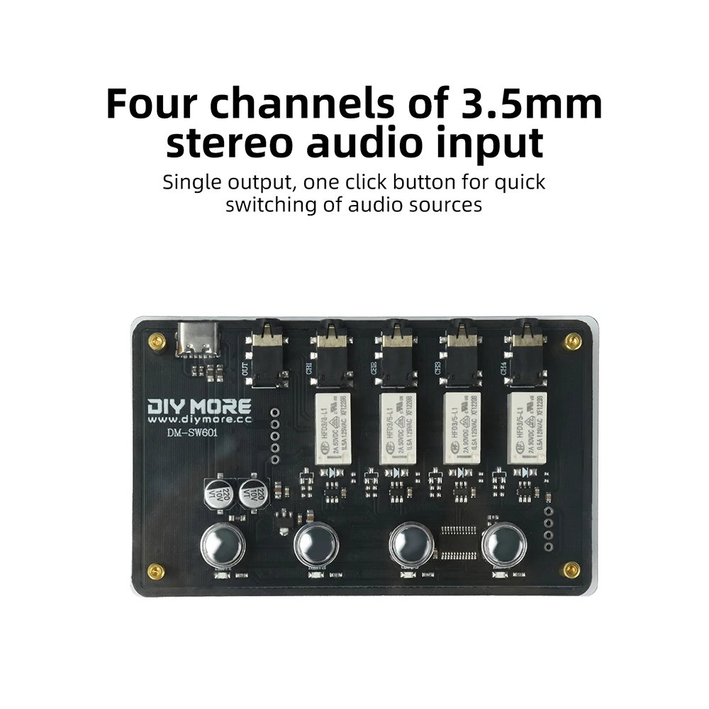 Dc 5v Aux 3.5mm Audio Switcher 4-in 1-out Channel Audio Input Type C Dm-sw601 Aux Car Speakers Mp3 Bluetooth Amplifier Board