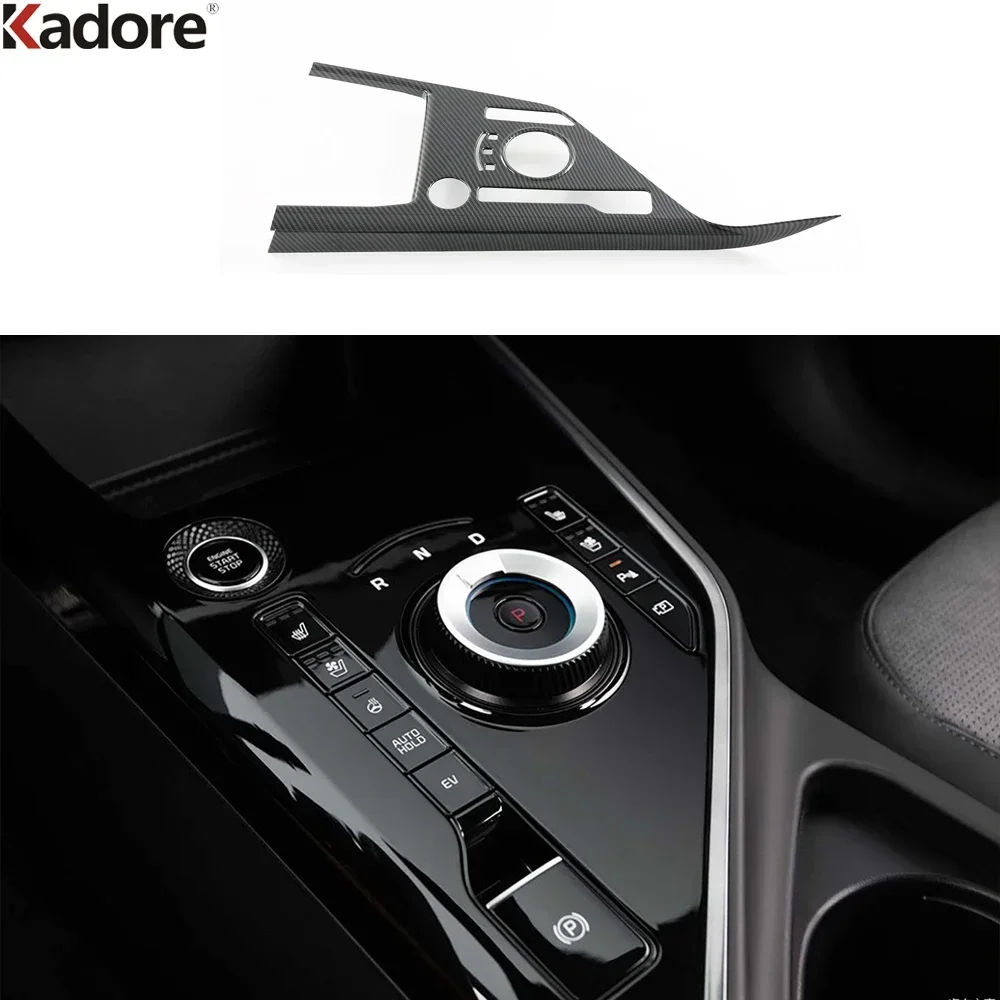 For Kia Niro 2022 2023 2024 Carbon Fiber Car Center Console Gear Shift Box Panel Cover Trim Interior Mouldings Accessories