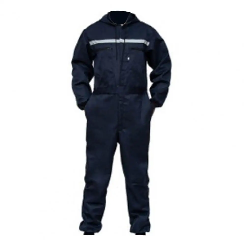 Work Clothes Unisex Workwear Durable Unisex Work Overalls with Reflective Zipper Pockets Hooded for Mechanics for Work