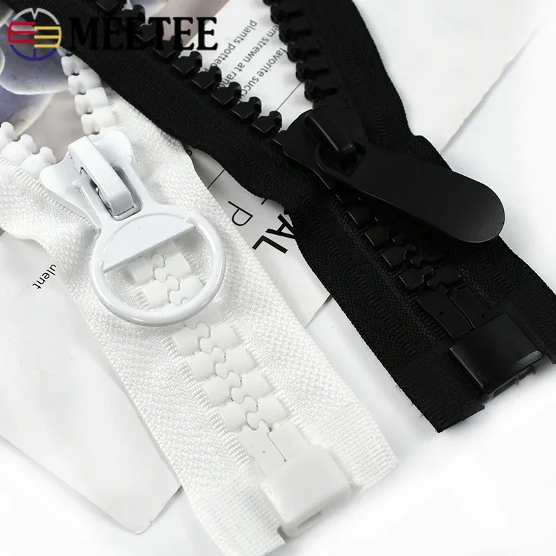 Meetee 20# 60-100cm Resin Zipper Extra Large Open-End Zippers Coat Jacket Tent Zips Closure Repair Kit Garment Sewing Accessory
