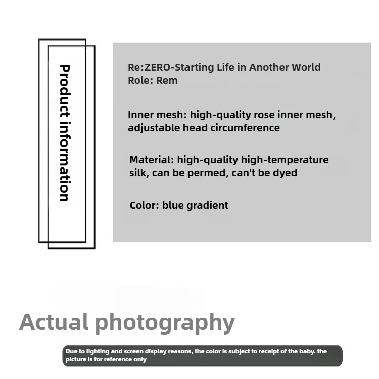 Re:ZERO - Życie w innym świecie Peruki Cosplay Rem Niebieskie Krótkie Włosy Kobiety Halloween Party Przebranie Akcesoria Kostiumowe