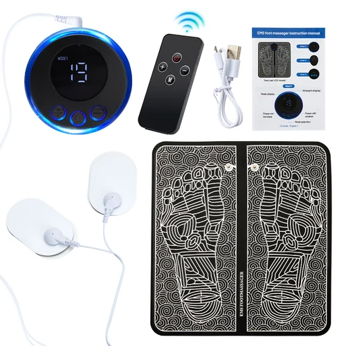 Imagen 2 del producto Almohadilla masajeadora de pies EMS, estera de masaje plegable eléctrica, estimulación muscular, alivio del dolor, relajación de pies, masajeador de cuello