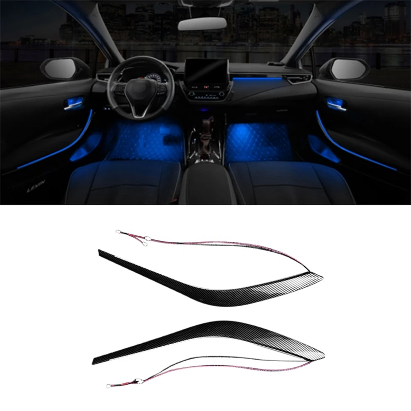 Car Carbon Fiber Front Door Panel Ambient Light LED Atmosphere Lamp Blue Colors For Toyota Corolla 2019-2022