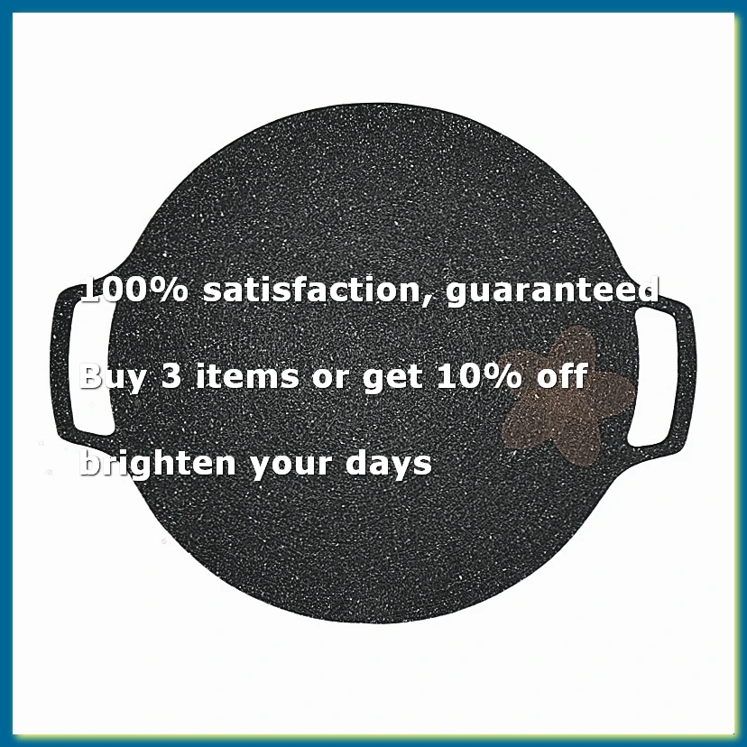 ●35cm Thick Cast Iron Frying Pan Flat Pancake Griddle Non-Stick Bbq Grill Induction Cooker Open Flame Cooking Pot